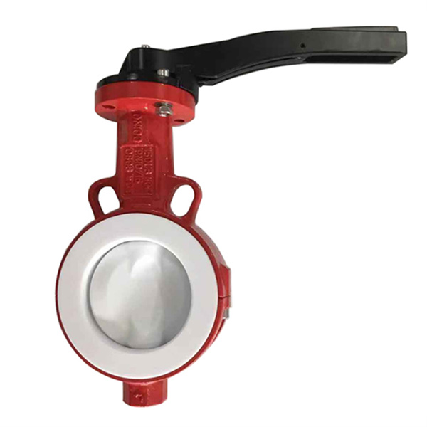 Manual WCB Body PTFE Seal PTFE Disc Wafer Type Butterfly Valve