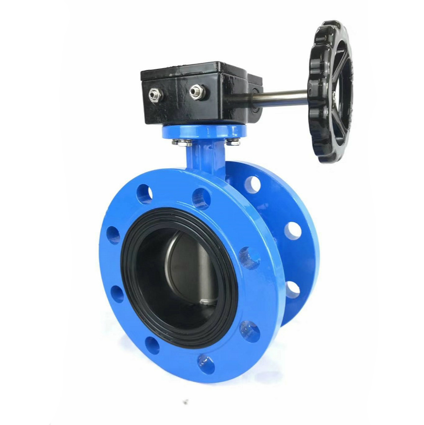 PN10/16 Worm Gear Ductile Iron Body Stainless Steel Disc EPDM Double Flange Butterfly Valve