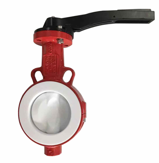 Manual WCB Body PTFE Seal PTFE Disc Wafer Type Butterfly Valve
